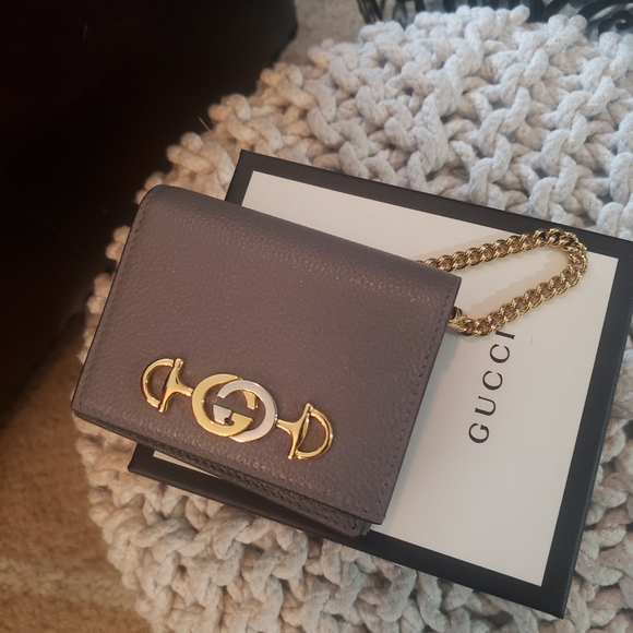Gucci Zumi Gray Cardholder Wallet with Chain & Gucci Zumi Leather Belt size 90 - Picture 5 of 15